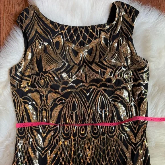 Y2k vintage black and gold beaded mermaid prom dress - Picture 4 of 8